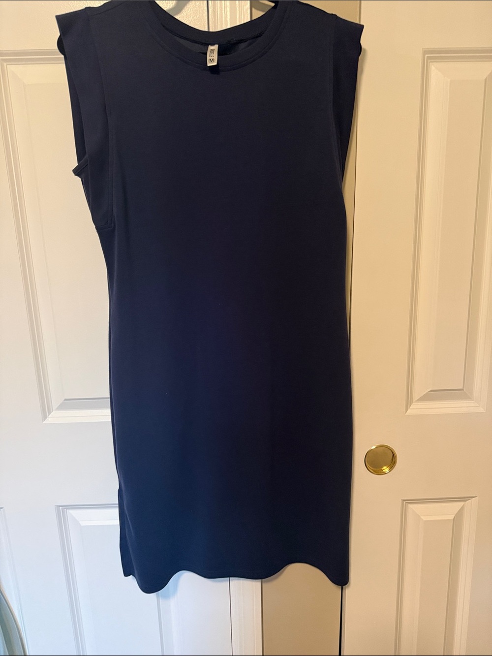 Sleeveless Navy Shift Dress - 3/4 length